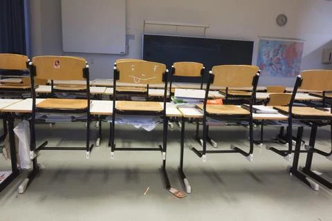 Empty class room in a school during vacation Foto stock