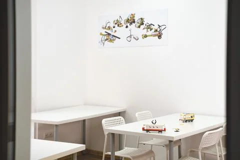 Empty class in school after STEM lessons interior Foto stock