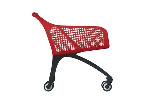 Empty classic shopping cart. Side view of shopping cart or trolley. Stock Illustration