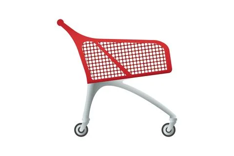 Empty classic shopping cart. Side view of shopping cart or trolley. Stock Illustration