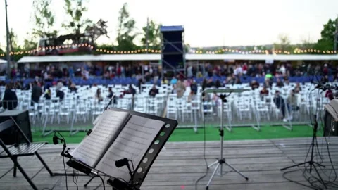Empty classical concert stage before the performance. Stock Footage 157492354