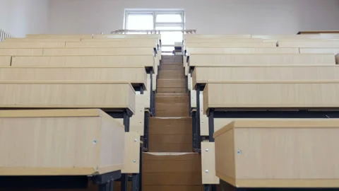 Empty Classroom, Auditorium, Lecture Hall At The University Stock Footage 98855882