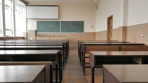 Empty Classroom, Auditorium For Lectures At University Stock Footage 141447298