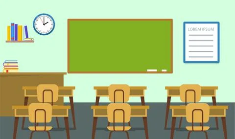 Empty classroom background, flat style Stock Illustration