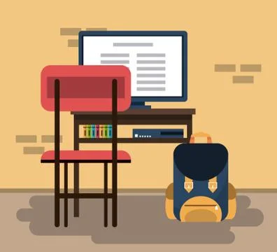 Empty classroom cartoon Stock Illustration