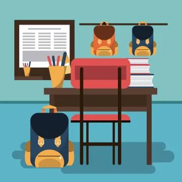 Empty classroom cartoon Stock Illustration