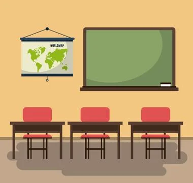 Empty classroom cartoon Stock Illustration