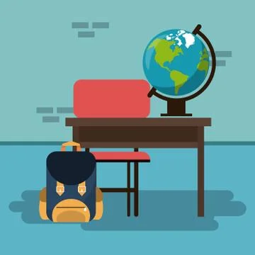 Empty classroom cartoon Stock Illustration