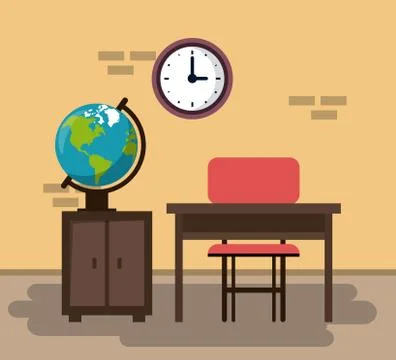 Empty classroom cartoon Stock Illustration