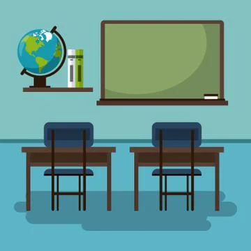 Empty classroom cartoon Stock Illustration