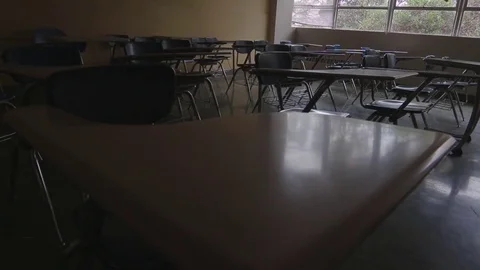 Empty Classroom Chairs, Dolly Out Stock Footage