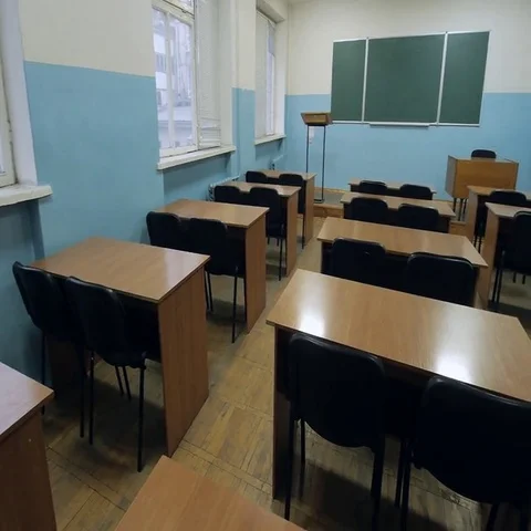 Empty classroom in college. Panorama. Stock Footage 69520132