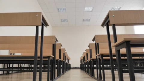 Empty Classroom Desks And Chairs Video stock 138694945