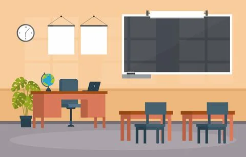 Empty Classroom Education Elementary High School Class Nobody Illustration Stock Illustration