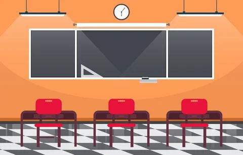 Empty Classroom Education Elementary High School Class Nobody Illustration Stock Illustration