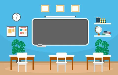 Empty Classroom Education Elementary High School Class Nobody Illustration Stock Illustration