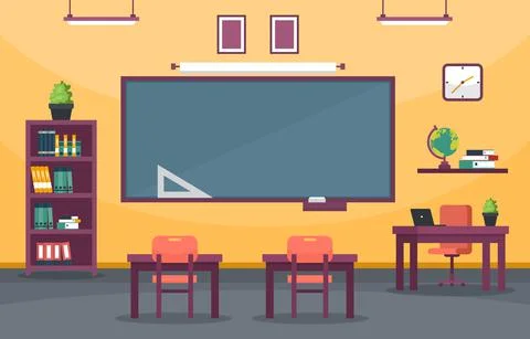 Empty Classroom Education Elementary High School Class Nobody Illustration Stock Illustration