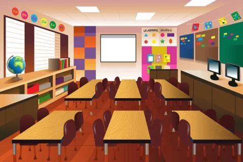 Empty classroom for elementary school Stock Illustration