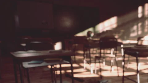 Empty Classroom Filled With Sunlight Streaming Through Windows During Daytime 스톡 동영상 348111761