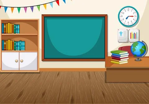 Empty classroom interior with chalkboard Stock Illustration