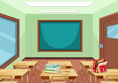 Empty classroom interior with chalkboard 스톡 일러스트
