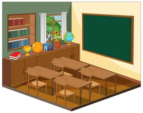 Empty classroom interior with classroom elements Stock Illustration