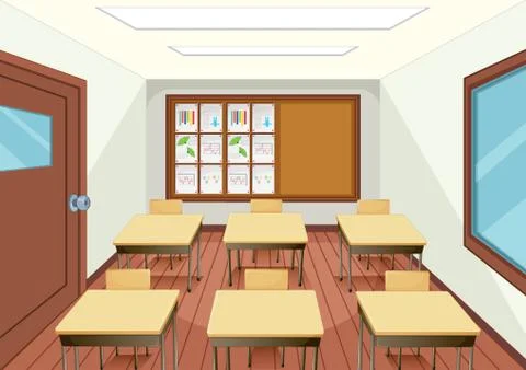 Empty classroom interior design Stock Illustration
