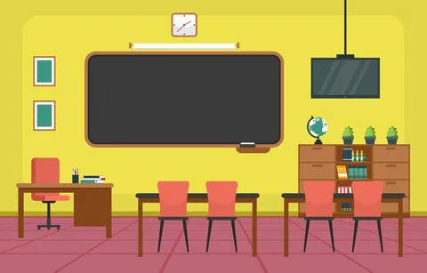 Empty Classroom Interior Education Elementary School Class Nobody Illustratio Stock Illustration