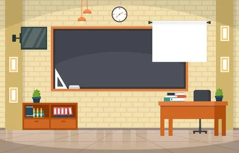 Empty Classroom Interior Education High School Class Nobody Illustration 스톡 일러스트