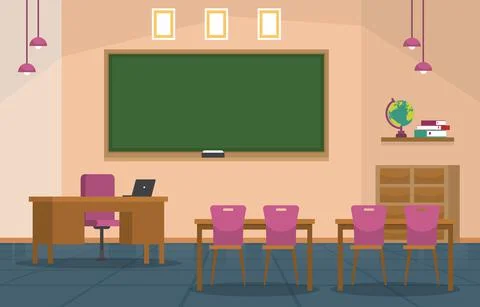Empty Classroom Interior Education High School Class Nobody Illustration Stock Illustration