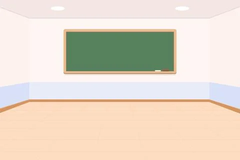 Empty classroom interior with green chalkboard and school background 스톡 일러스트