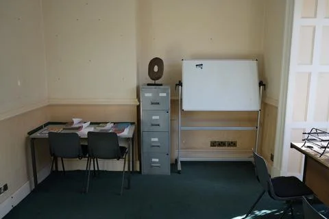 Empty Classroom Interior At Shrewsbury Prison, Shropshire, England With Office Stock Photos