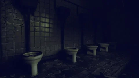 Empty classroom lavatory showcasing timeworn tiles and silence Stock Footage 339801330
