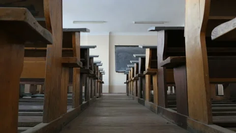 Empty classroom, lecture hall at the University, lecture-room in College. Stock-Footage 88198871