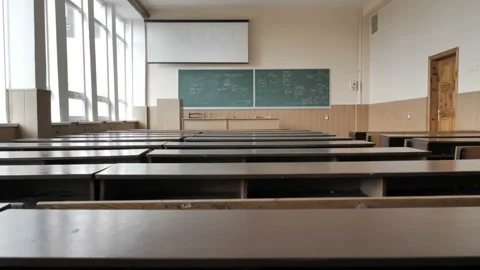 Empty Classroom, Lecture Hall At University Slider Shot 스톡 동영상 141446544