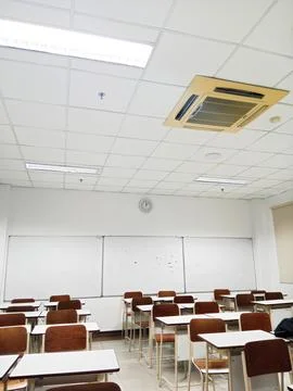 An empty classroom, a minute before the lesson starts Stock Photos