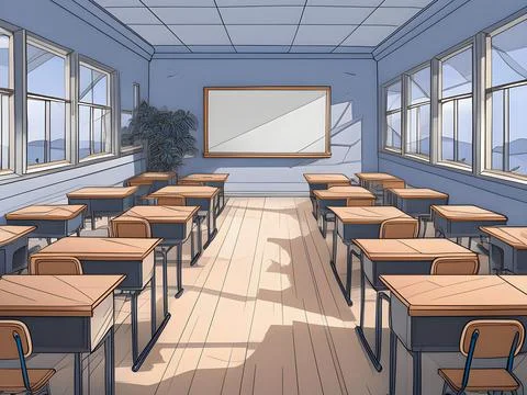 Empty classroom in morning glory Stock Illustration