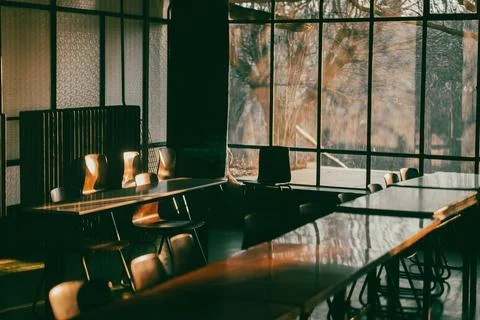 Empty classroom with nice lights Stock Photos