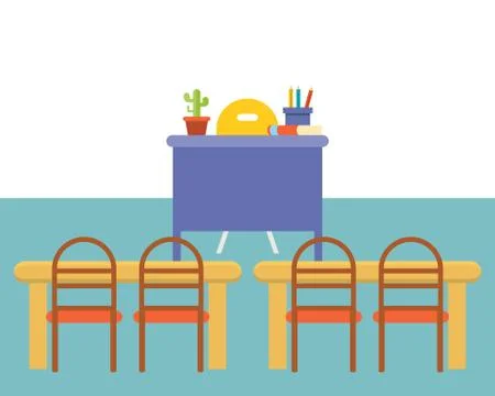 Empty classroom or study room interior background, flat design Stock Illustration