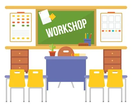 Empty classroom or study room interior background, flat design Stock Illustration