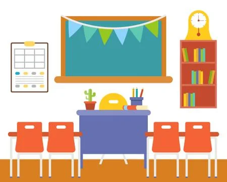 Empty classroom or study room interior background, flat design Stock Illustration