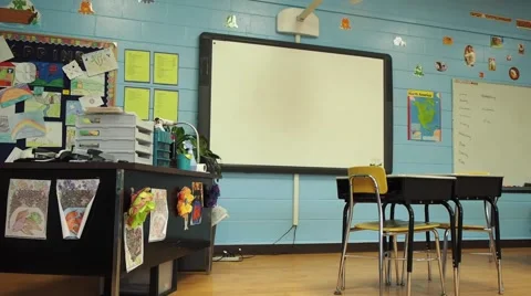 Empty classroom pan Stock Footage 45683941