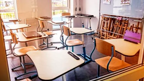 Empty, classroom, school classroom, interior, education, back to school 写真素材