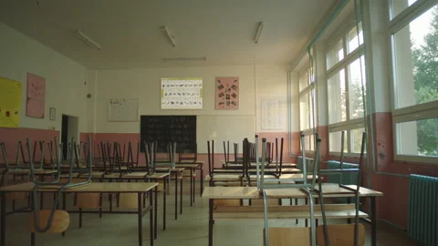 An empty classroom in the school Stock Footage 137765077