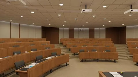Empty classroom university or collage back to school 3d illustration Stock Illustration
