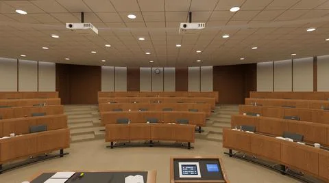 Empty classroom university or collage back to school 3d illustration Stock Illustration