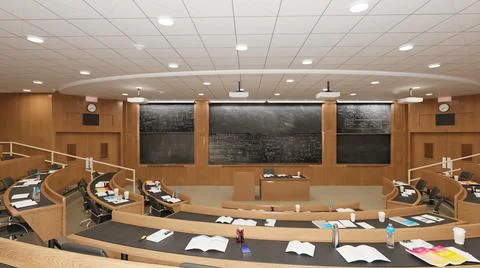 Empty classroom university or collage back to school 3d illustration Stock Illustration