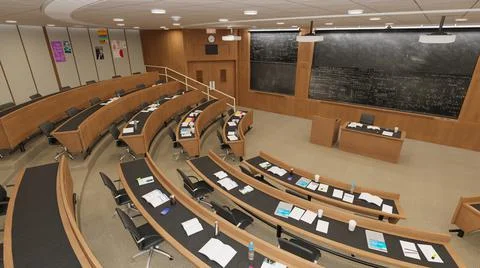 Empty classroom university or collage back to school 3d illustration Stock Illustration