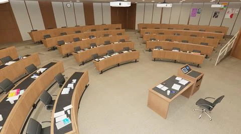 Empty classroom university or collage back to school 3d illustration Stock Illustration