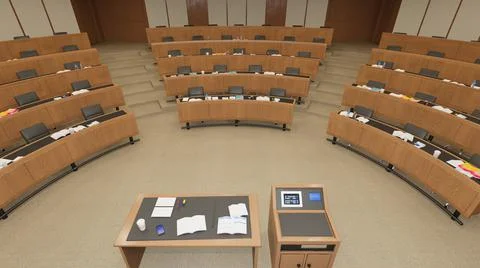 Empty classroom university or collage back to school 3d illustration Stock Illustration